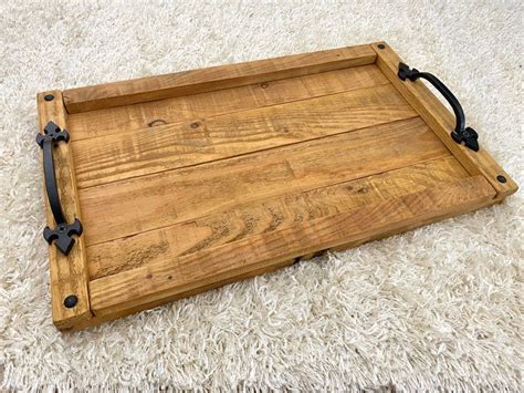 Exclusive Decorative Natural Wood Serving Tray - Rustic Vintage Style- Set of 3 Different Sizes