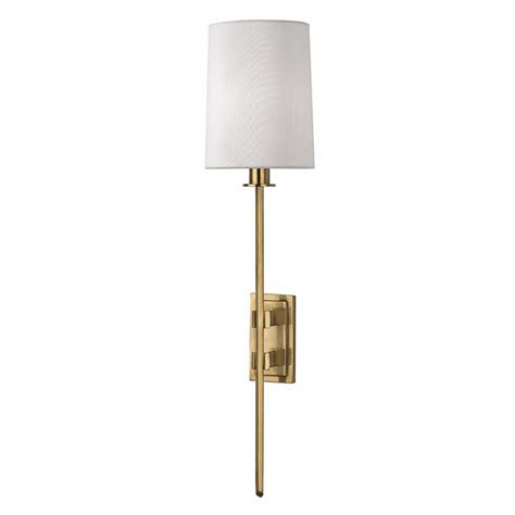 Best Review Hudson Valley Lighting 3411-OB Fredonia - One Light Wall Sconce - 5.5 Inches Wide by 22.75 Inches High, Old Bronze Finish with White Faux Silk Shade
