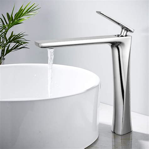 JOMOLA Vessel Sink Faucet Black Tall Bathroom Sink Faucet Single Handle Basin Mixer Tap One Hole Lavatory Vanity Sink Faucets Brass