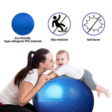 Kalkal Exercise Ball , 65cm Upgraded Anti Slip Yoga Ball with Massage Point Fitness Ball Chair for Birthing，Pilates，Yoga Stability Balance, Quick Pump Included (Purple)