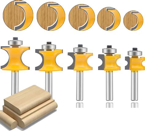 LEATBUY Router Bit Set 1/4-Inch Shank Door&Drawer Front Edging 4 PCS, Woodworking Milling Cutter Tools, Carbide CNC Router Grooving Mill Tool(1/4 Square)