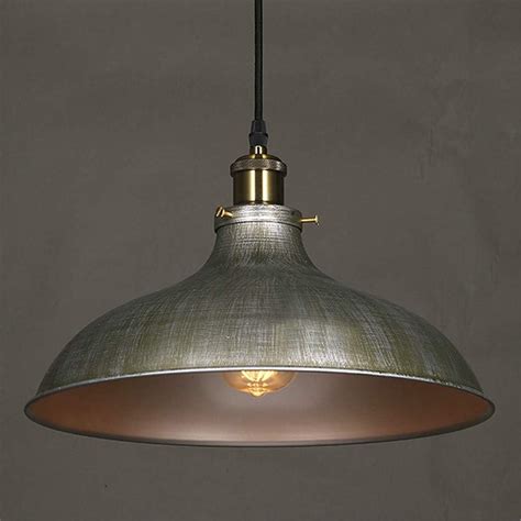 NIUYAO 14" Wide Rustic Industrail Big Barn Pendant Light Lamp Dome Shade Hanging Ceiling Light [Rust Silver] 427709