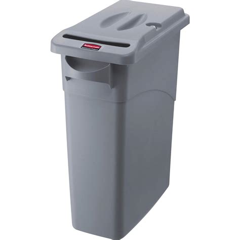 New Deal Rubbermaid Commercial Slim Jim Confidential Document Trash Can with Lid, 16 Gallon, Gray, FG9W2500LGRAY