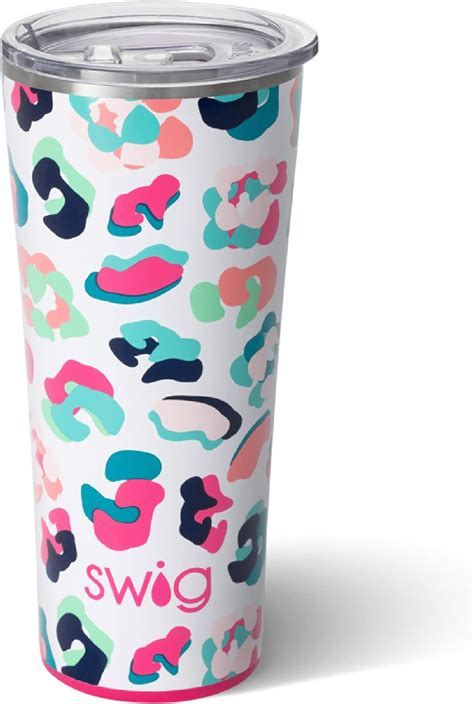 Swig Life 22oz Triple Insulated Stainless Steel Skinny Tumbler with Lid, Dishwasher Safe, Double Wall, and Vacuum Sealed Travel Coffee Tumbler in Color Swirl Pattern