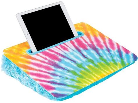 Three Cheers for Girls - Tie Dye Lap Desk - Portable Lap Pillow Desk for Kids with Media Slot - 12” x 16.9” Lap Desk for Laptop, Tablets, & Notebooks