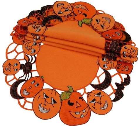 Xia Home Fashions 4-Pack Happy Jack-O-Lanterns Round Halloween Doilies, 8-Inch